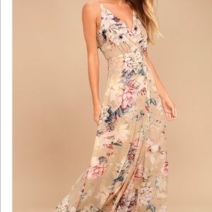 SOMETHING JUST LIKE THIS BEIGE FLORAL MAXI DRESS